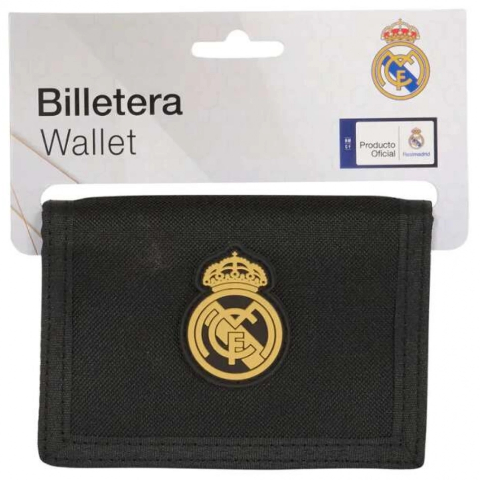 Real madrid pénztárca tépőzáras, fekete-arany demo